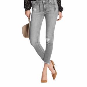 Lucky Brand Brooke Capri Distressed Gray Ankle Jeans 4 27